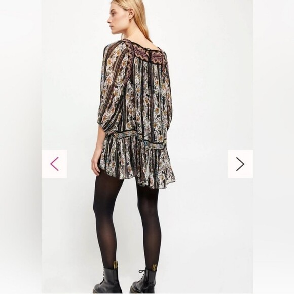 NWOT Free People Dance Magic Tunic Dress in black Size M chiffon embroidered - Picture 5 of 14